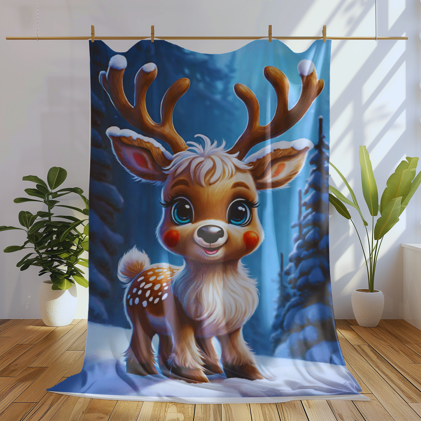 Reindeer Velveteen Plush Blanket