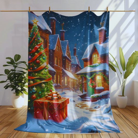 Quaint Village Town Plush Blanket