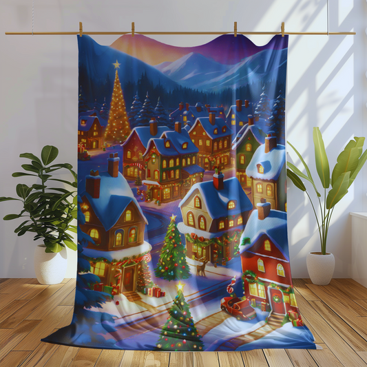 Scenic Christmas Village Plush Blanket