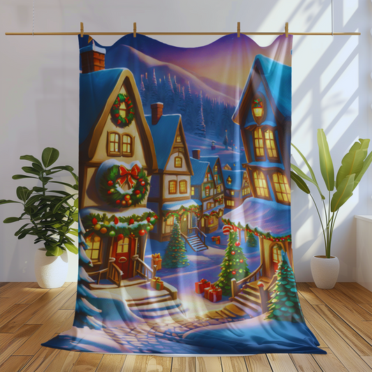 Winter Christmas Town Plush Blanket