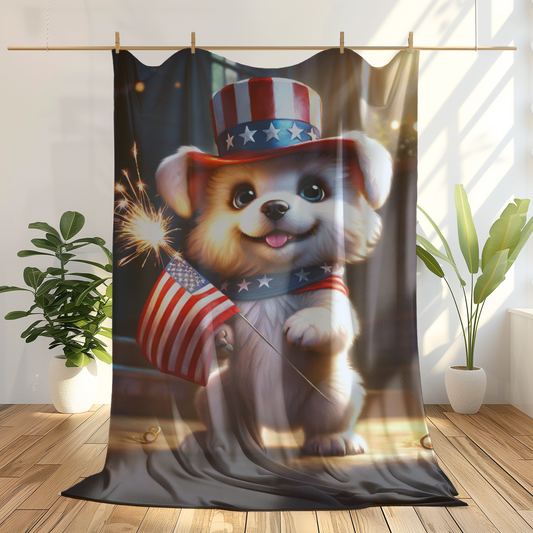 Adorable Puppy Plush Velveteen Blanket