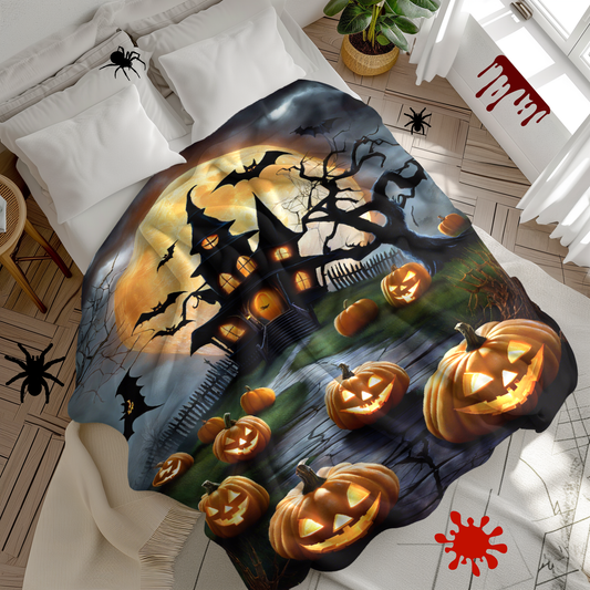 Haunted House on a Hill Plush Blanket