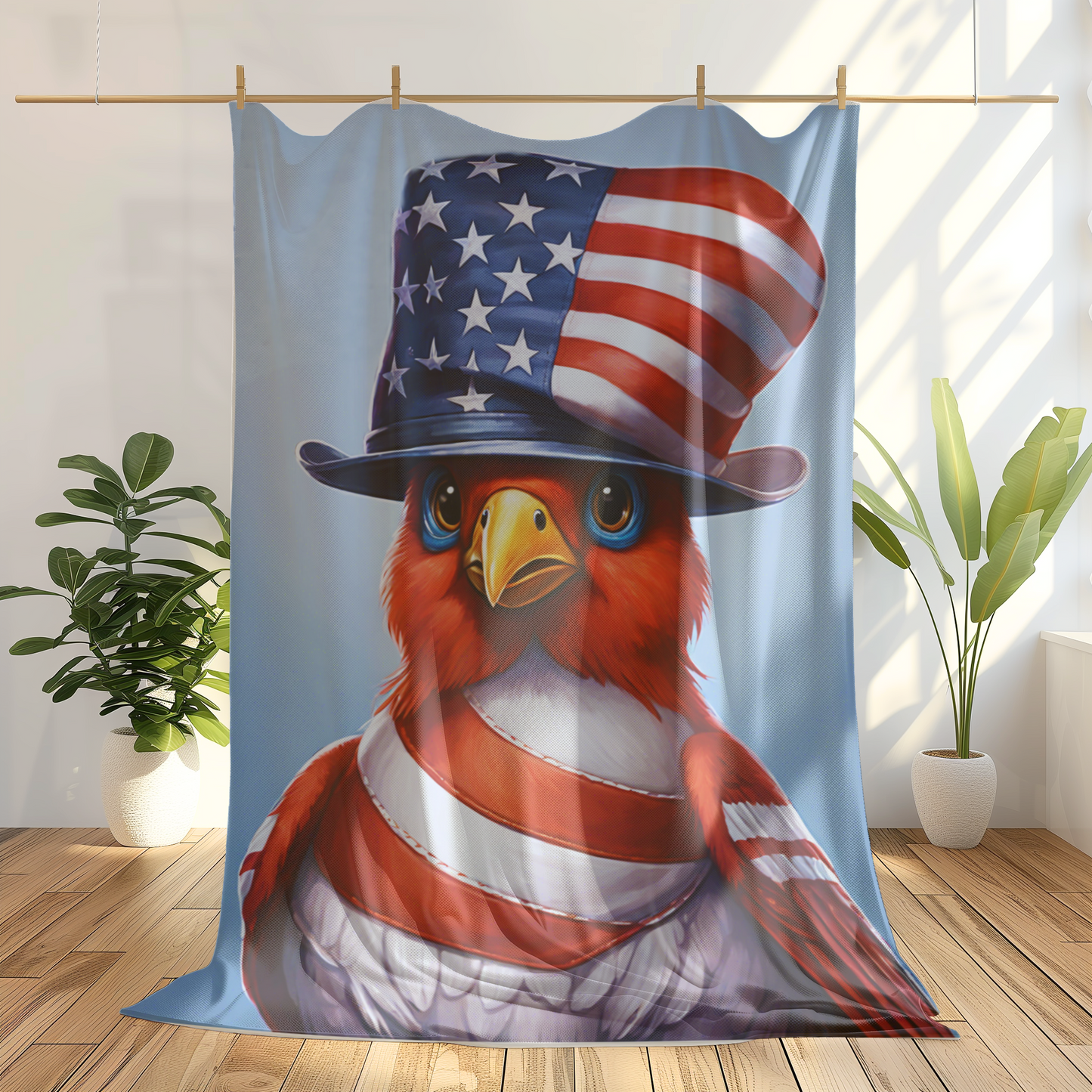 4th of July Bird Plush Sofa Blanket