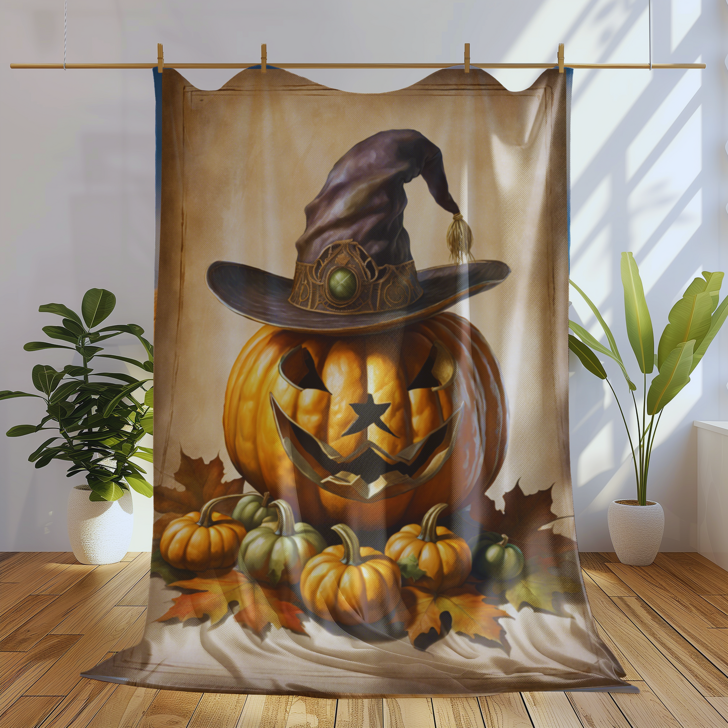 Jack-O-Lantern Pumpkin Plush Blanket