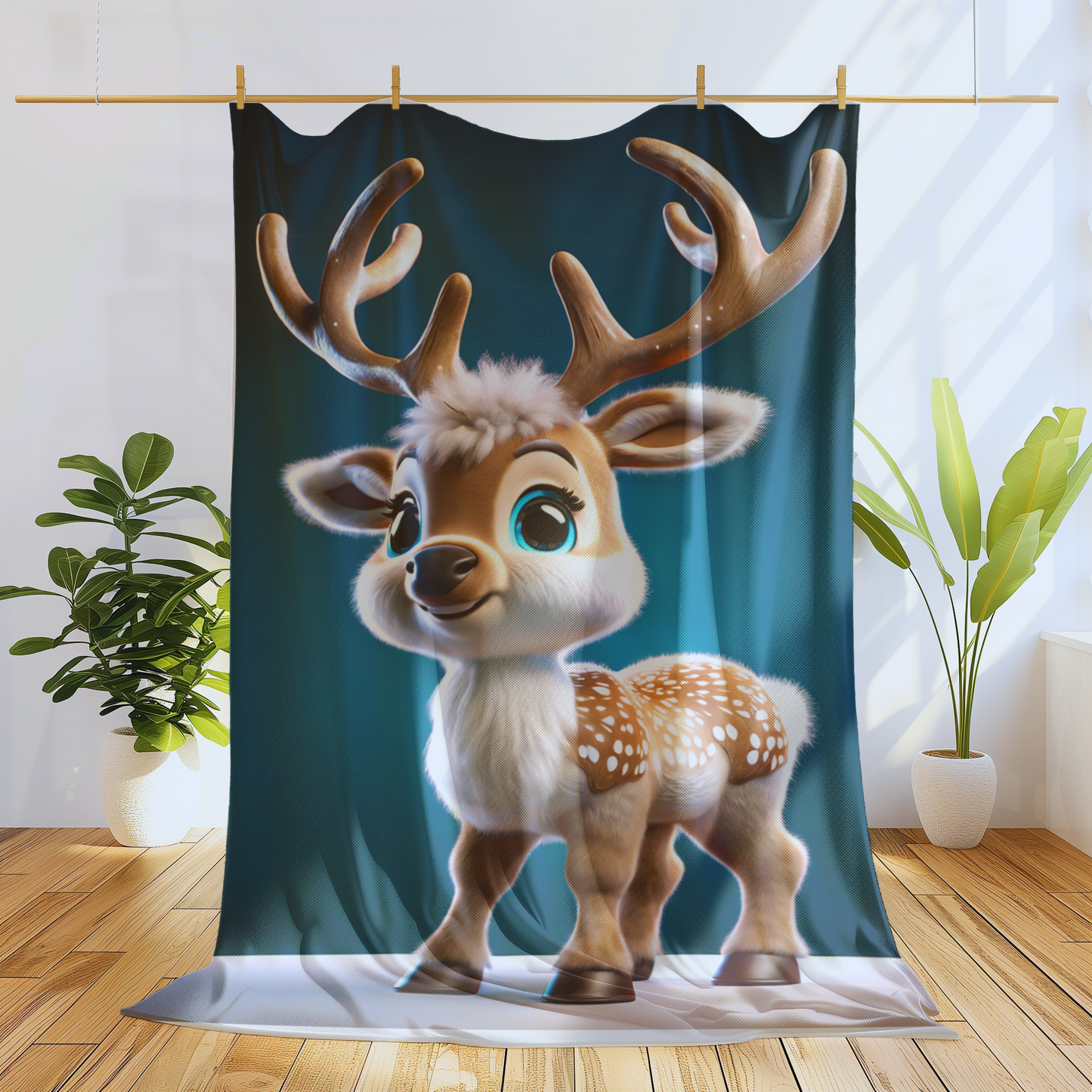 Reindeer Velveteen Plush Blanket