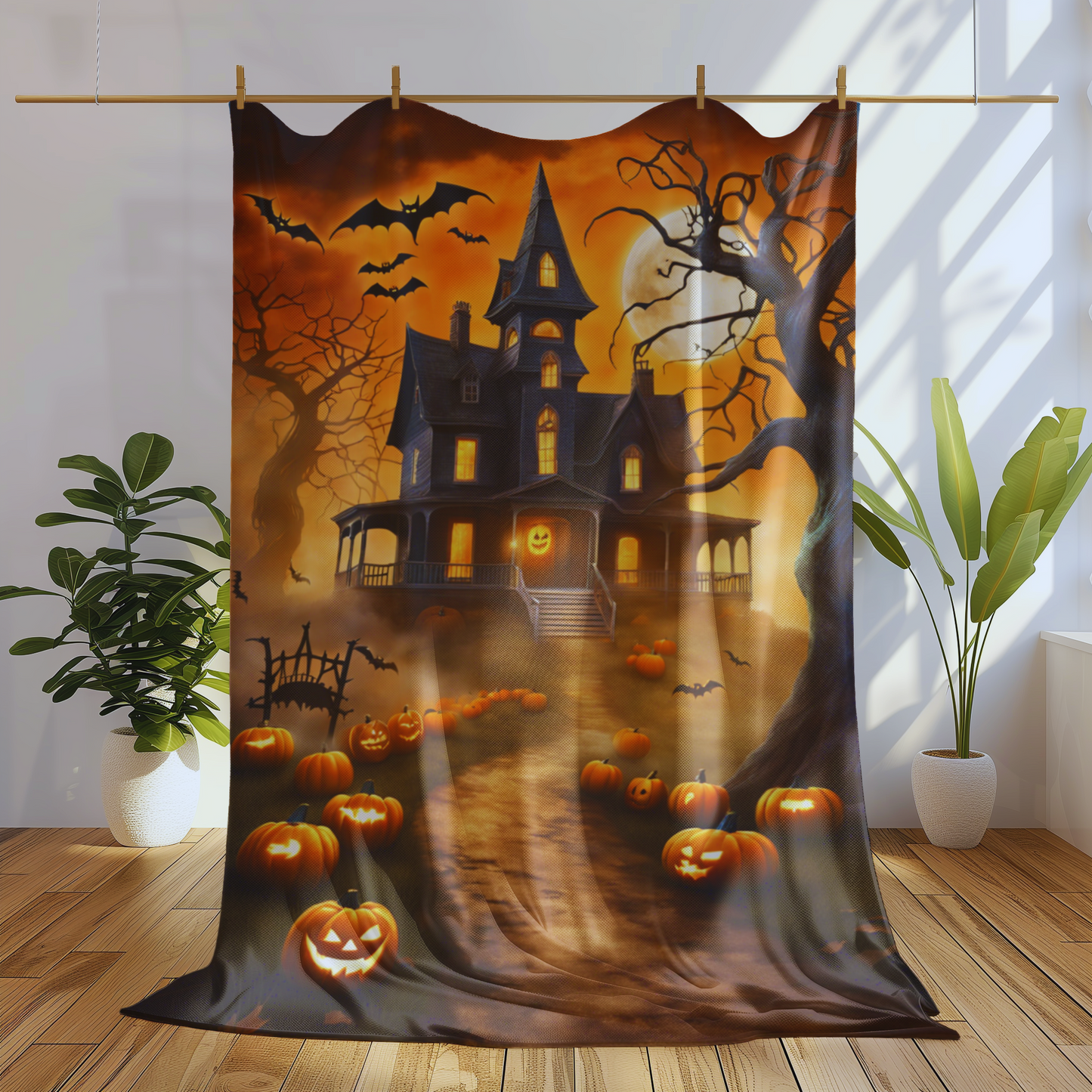 Spooky Haunted House Halloween  Blanket