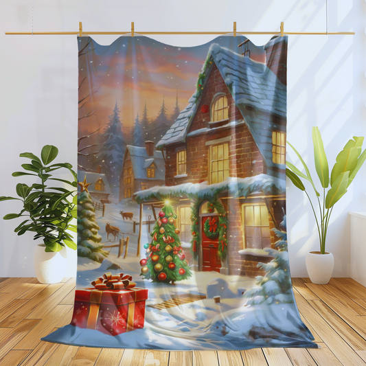 Christmas House Velveteen Plush Blanket