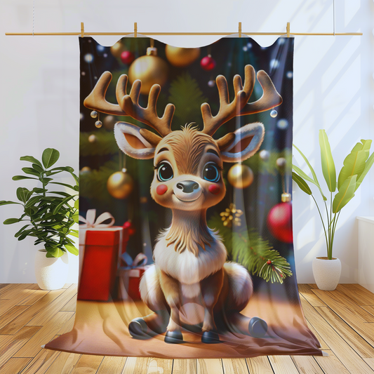 Adorable Reindeer Plush Velveteen Blanket