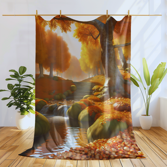 Velveteen Blanket with Fall Foliage