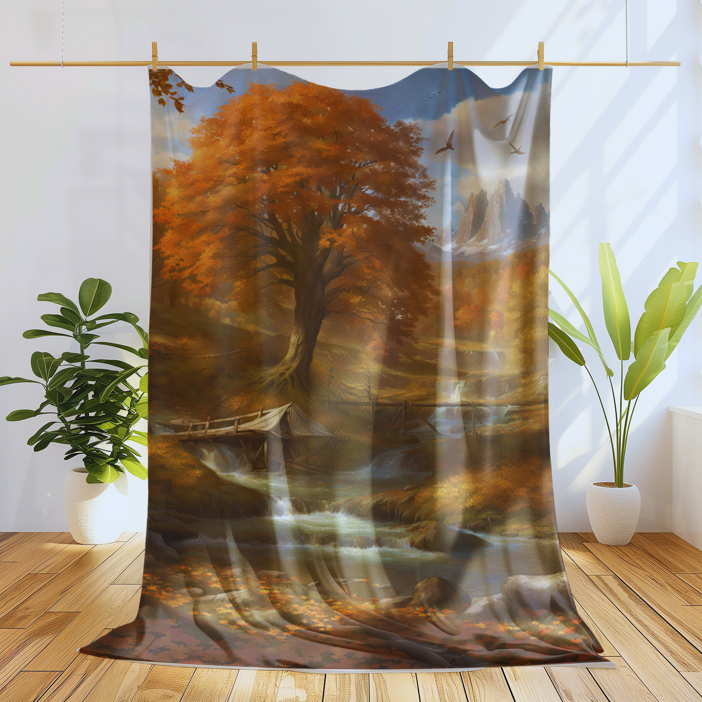 Scenic and Colorful Fall Plush Blanket