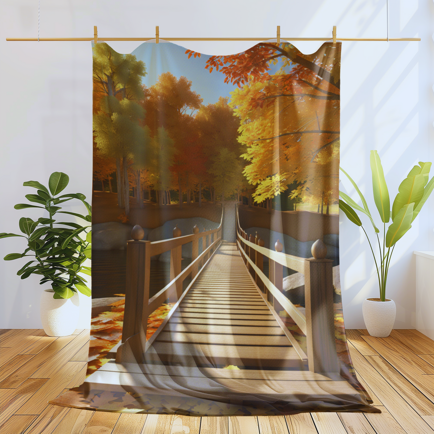 Beautiful Fall Backdrop Plush Blanket