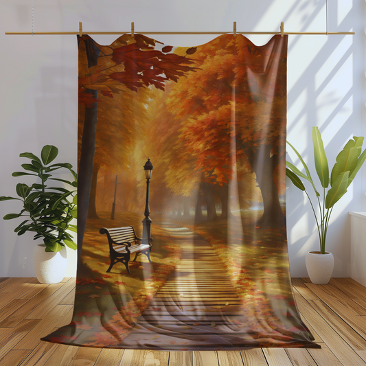 Soft Velveteen Blanket with Beautiful Fall Foliage