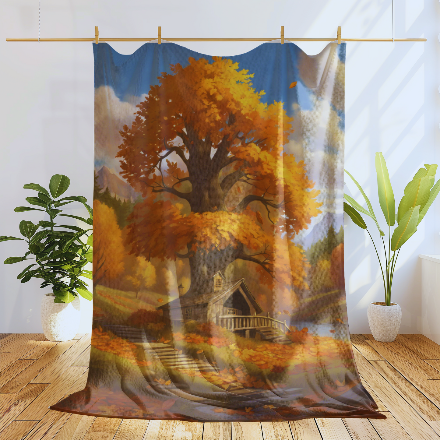 Blanket With a Beautiful Autumn Backdrop