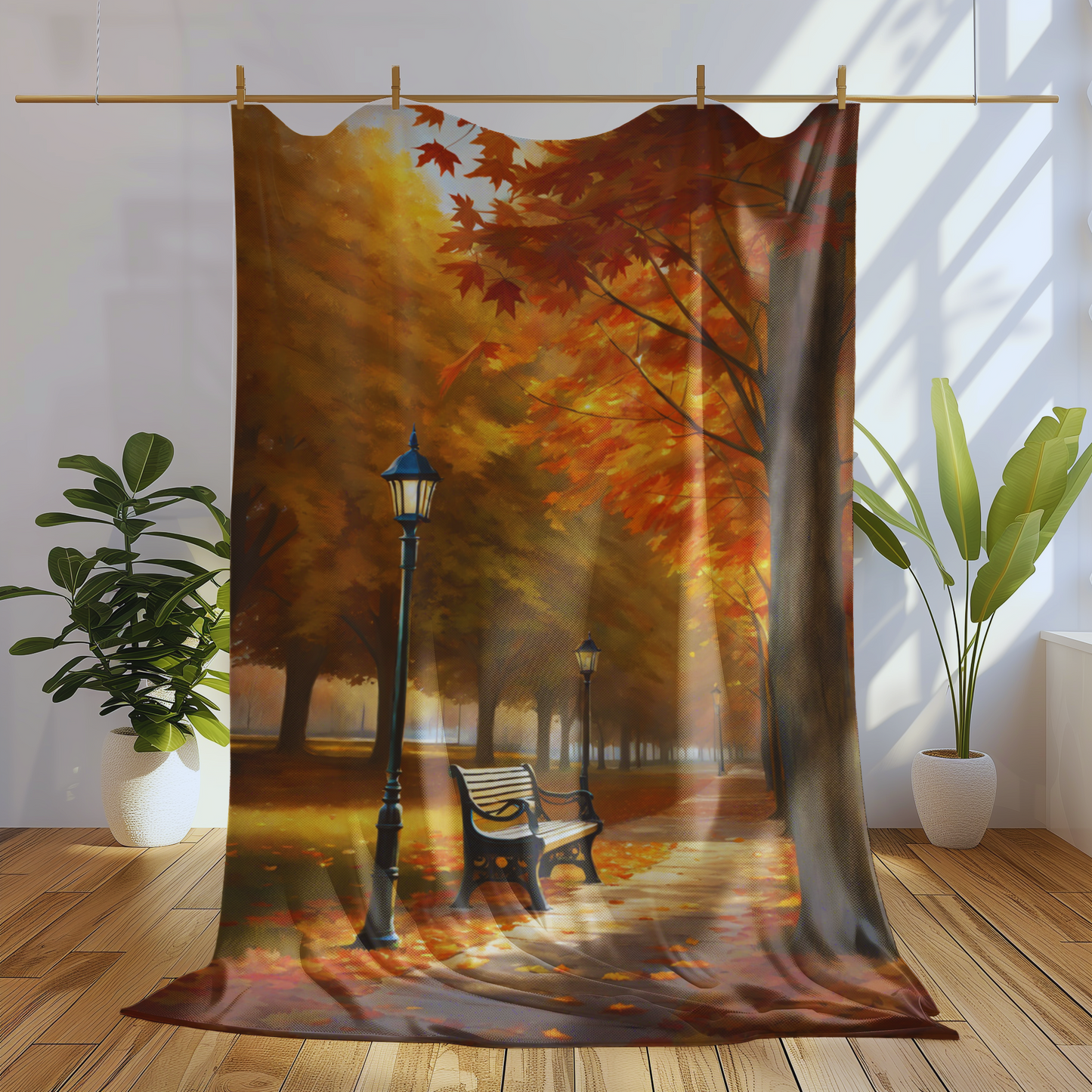 Soft Velveteen Blanket with Fall Colors