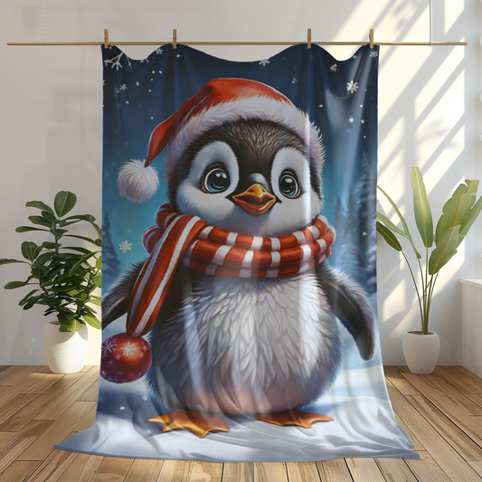 Christmas Penguin Plush Blanket