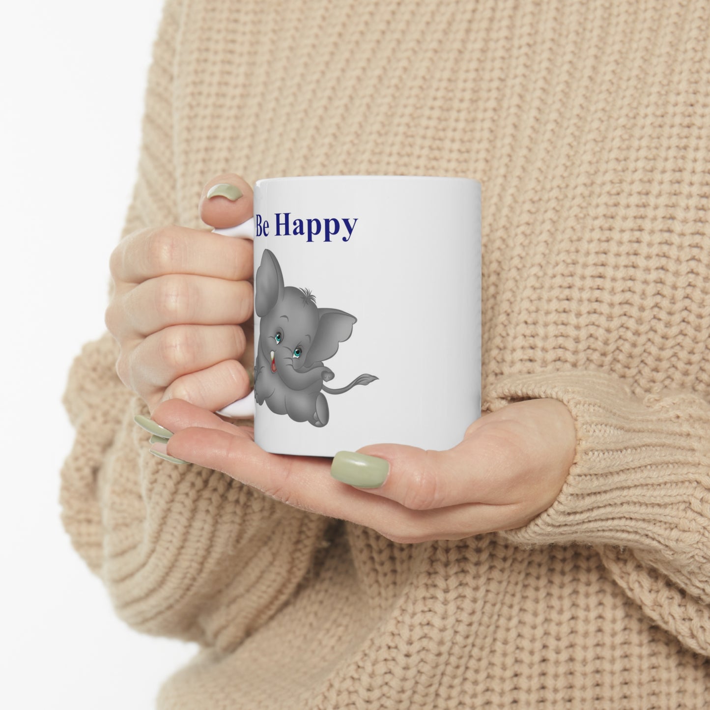 happy elephant coffee mug