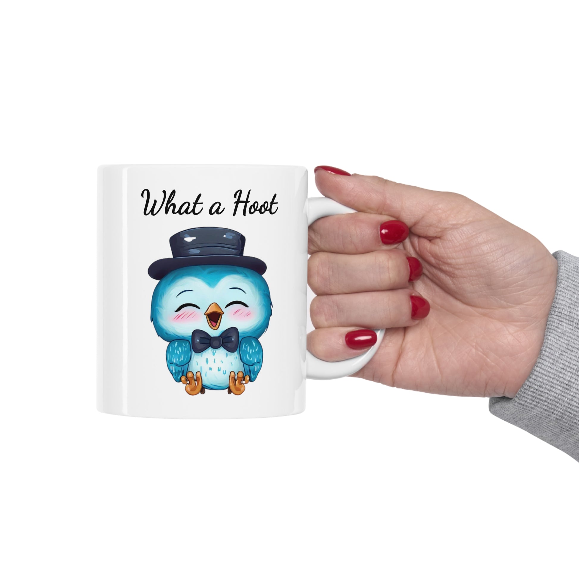 baby owl saying what a hoot coffee mug