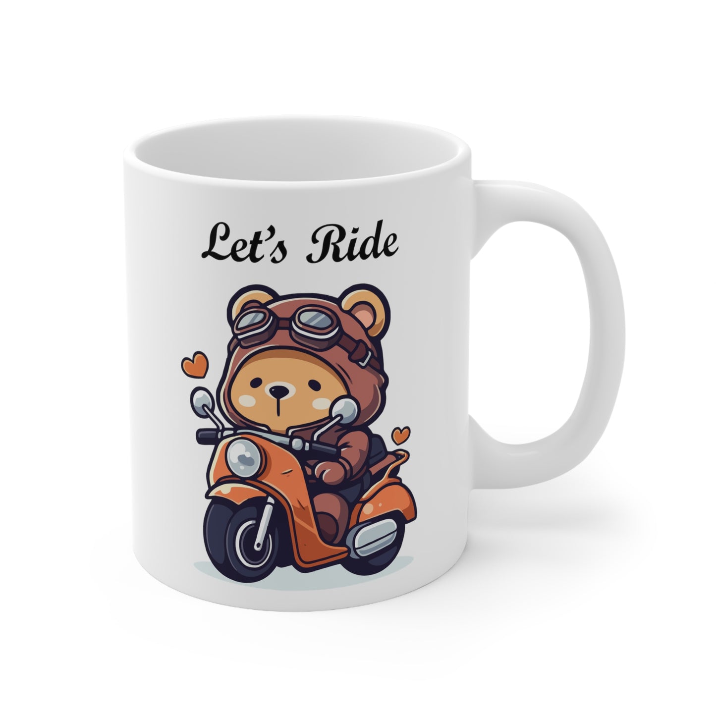 bear riding a scooter coffee mug