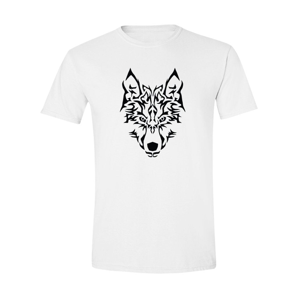 wolf face on a gildan t-shirt white