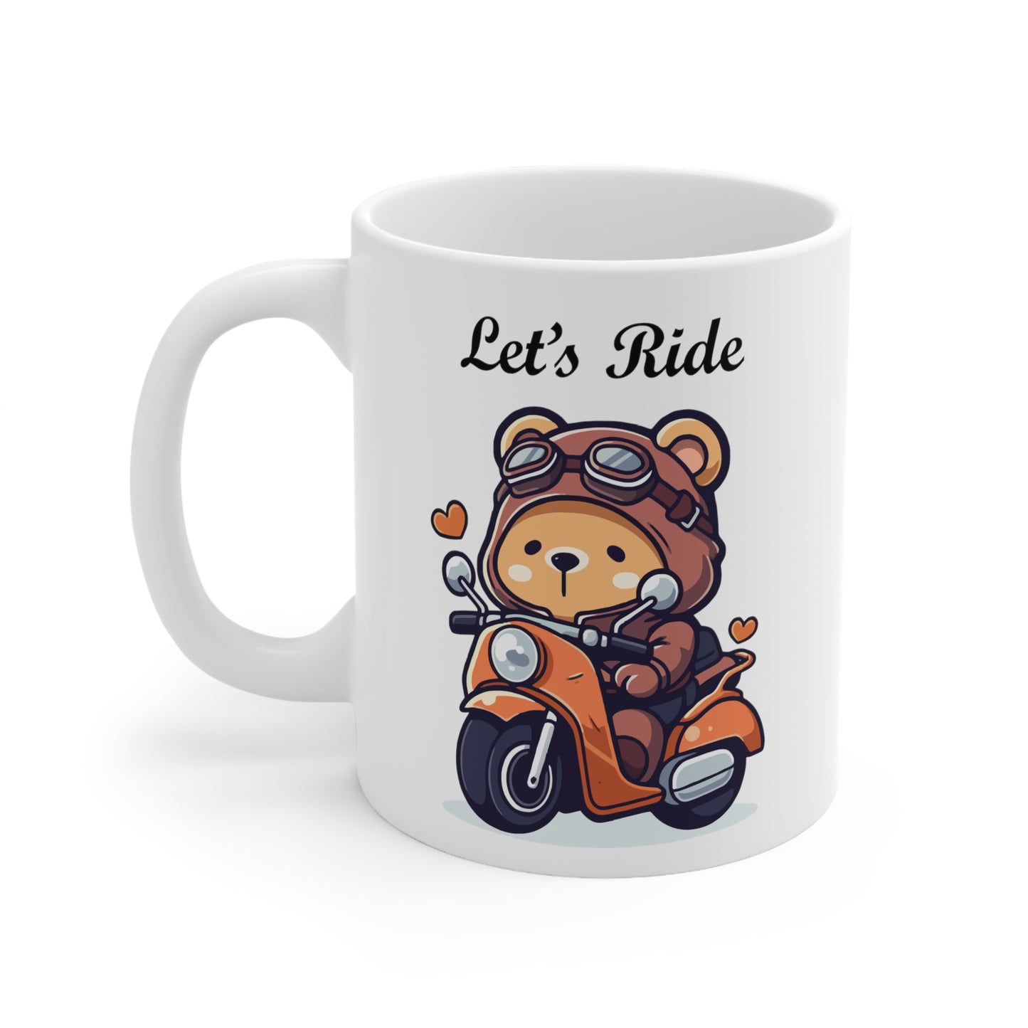 bear riding a scooter coffee mug