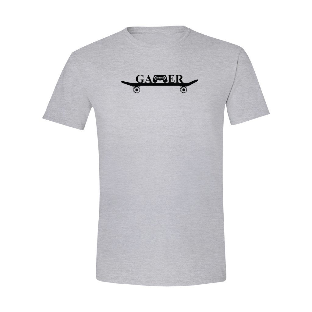 gamer on skateboard t-shirt light grey