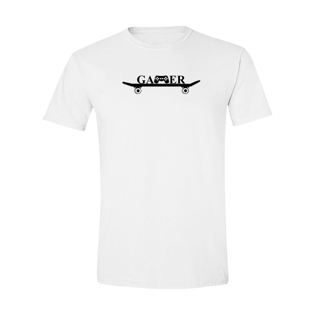 gamer on skateboard t-shirt white