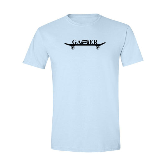 gamer on skateboard t-shirt light blue