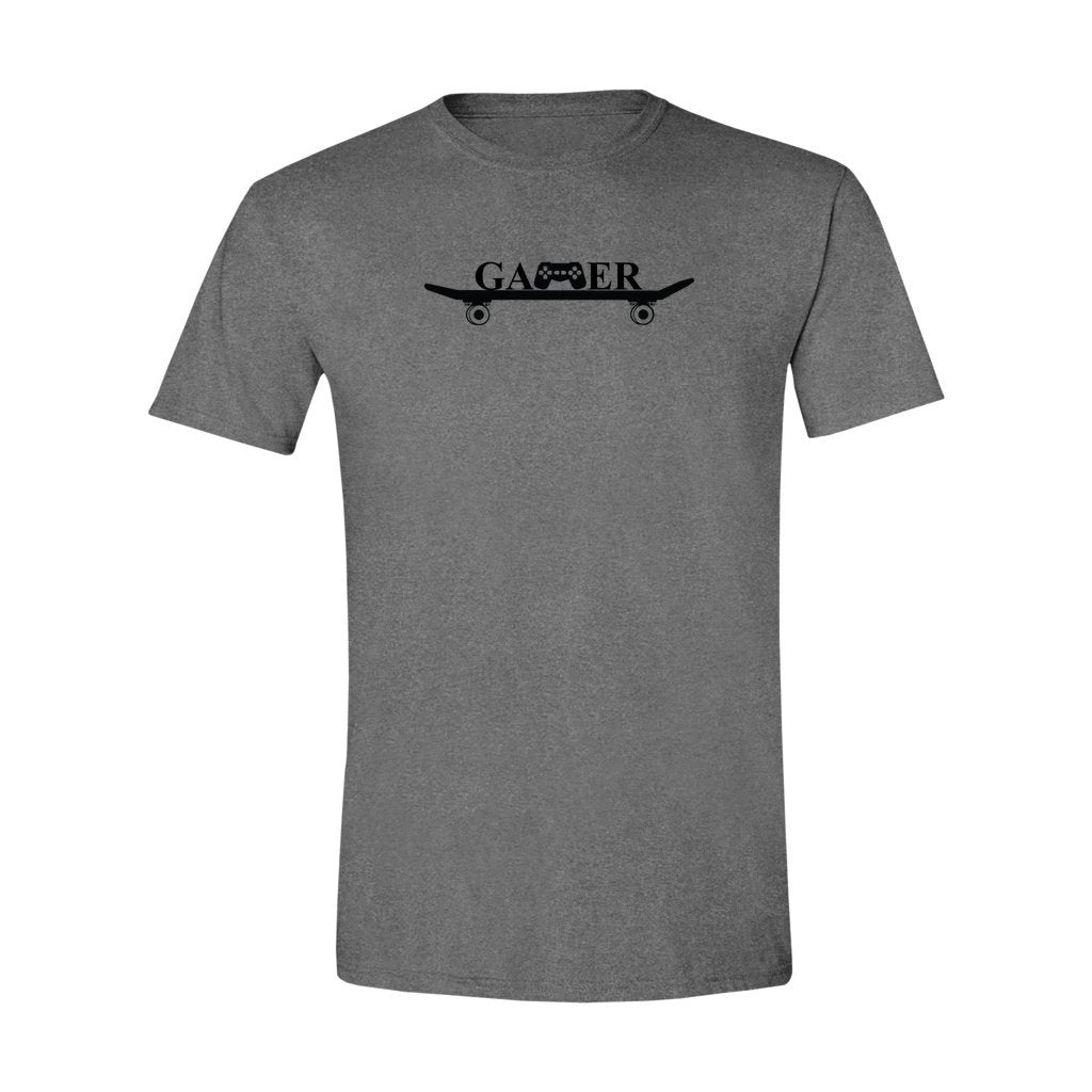 gamer on skateboard t-shirt dark gray