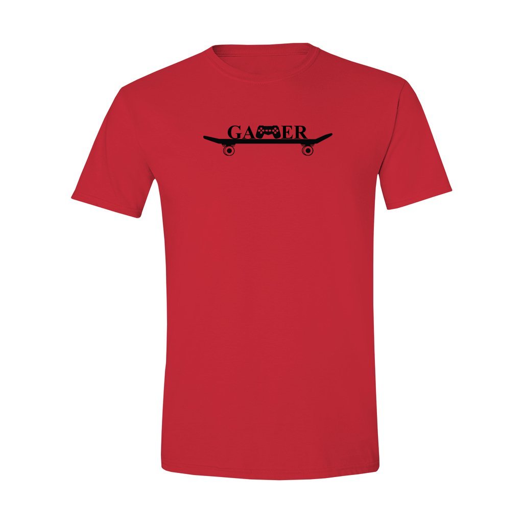 gamer on skateboard t-shirt red