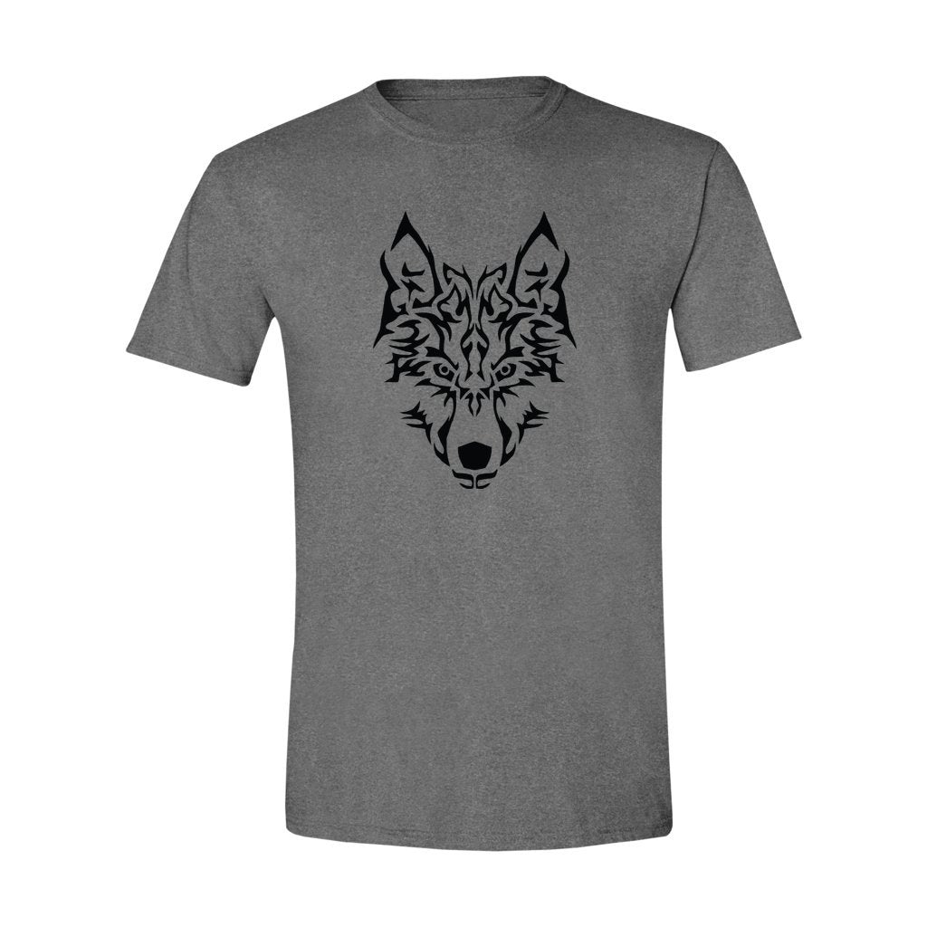 wolf face on a gildan t-shirt dark gray